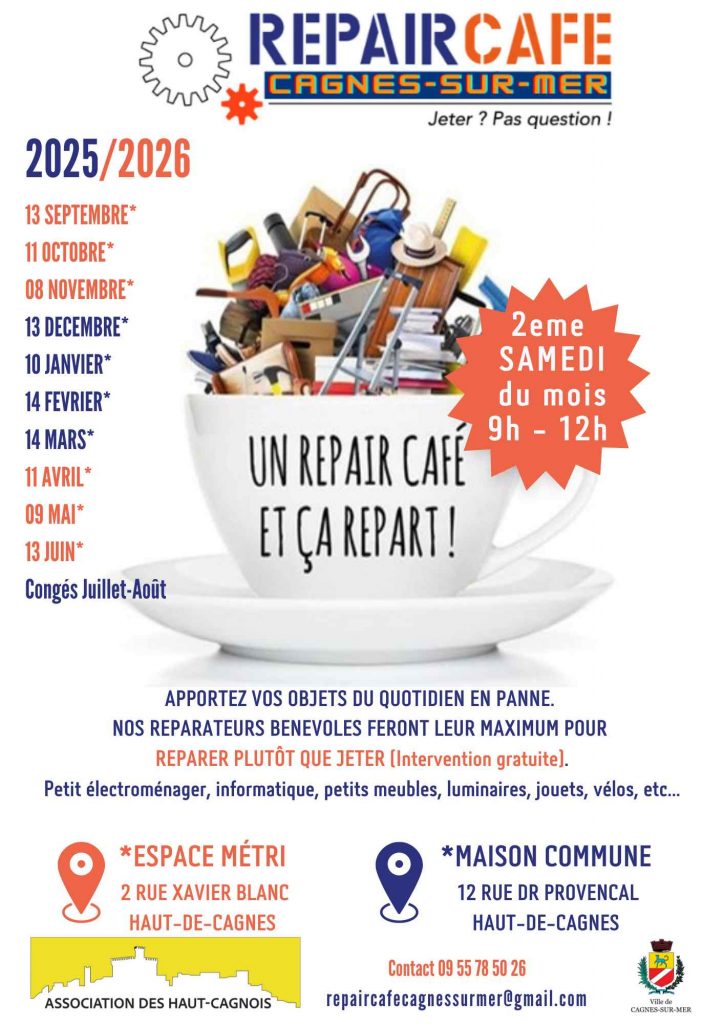 Repair'Café Cagnes sur mer 2025-2026